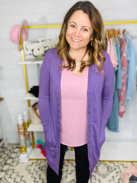 Long Basic Button Cardigan