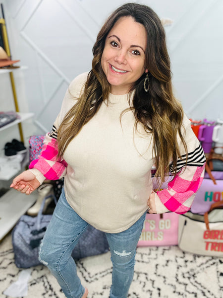 Amie Pink Plaid Sweater