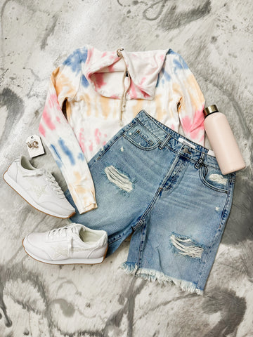 Zenana Distressed Bermuda