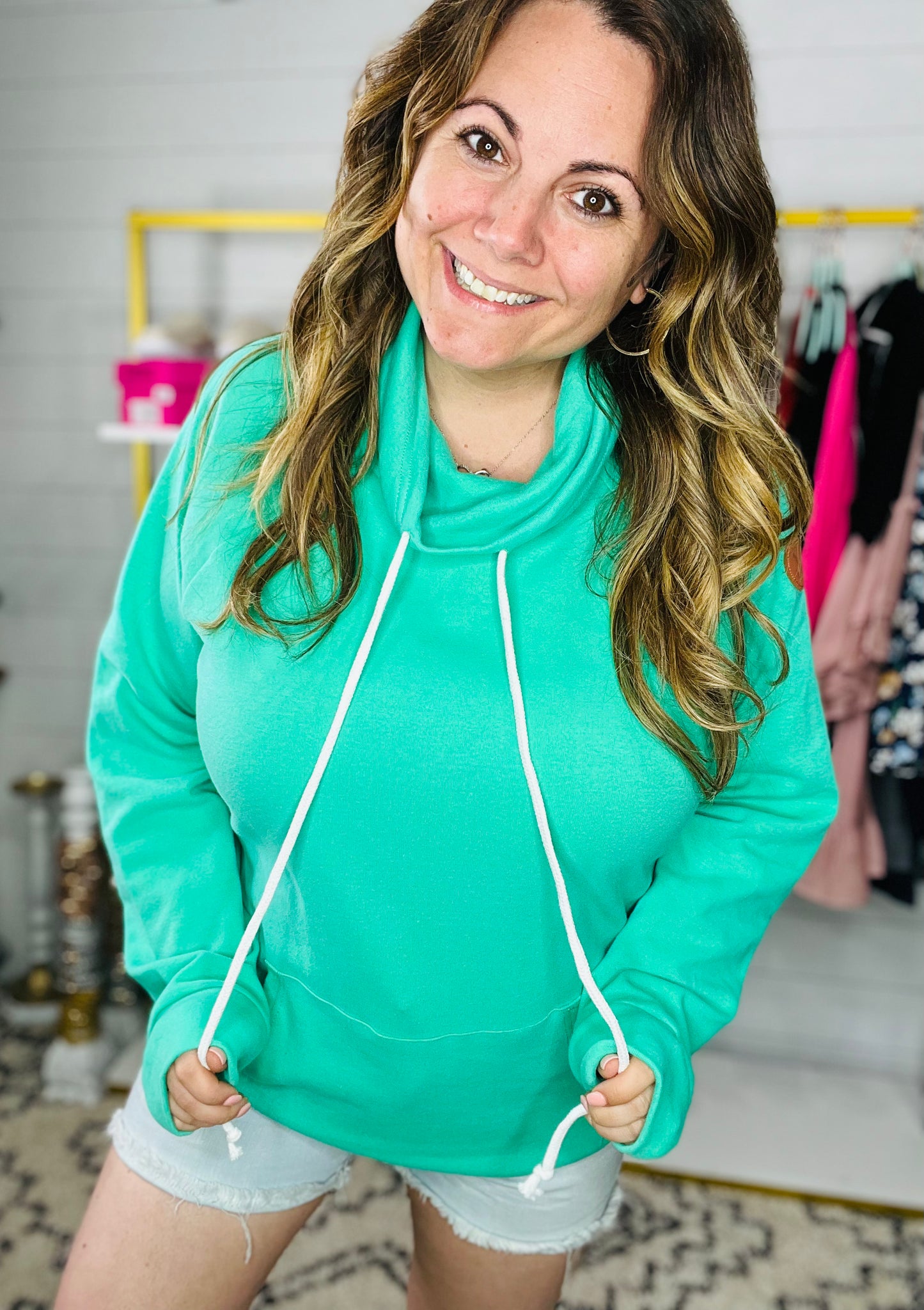 Cowlneck Sweatshirt Aqua