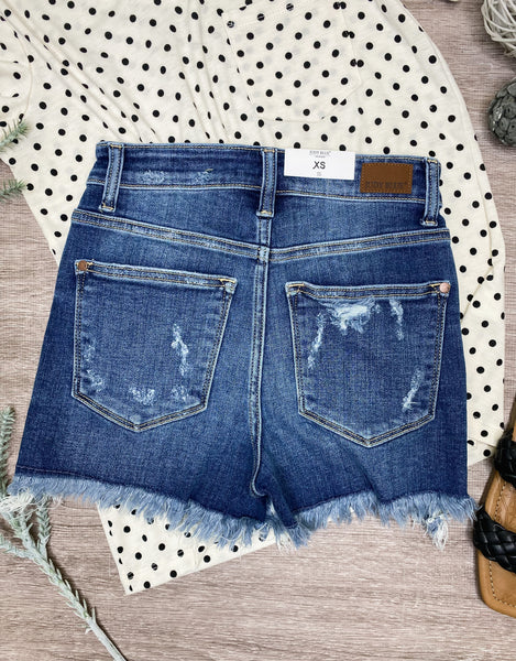 Judy Blue HW Destroyed Fray Hem Shorts