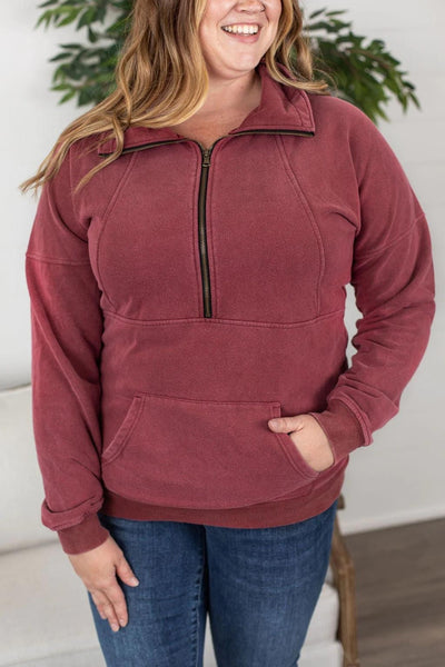 Vintage Wash Half Zip Wine