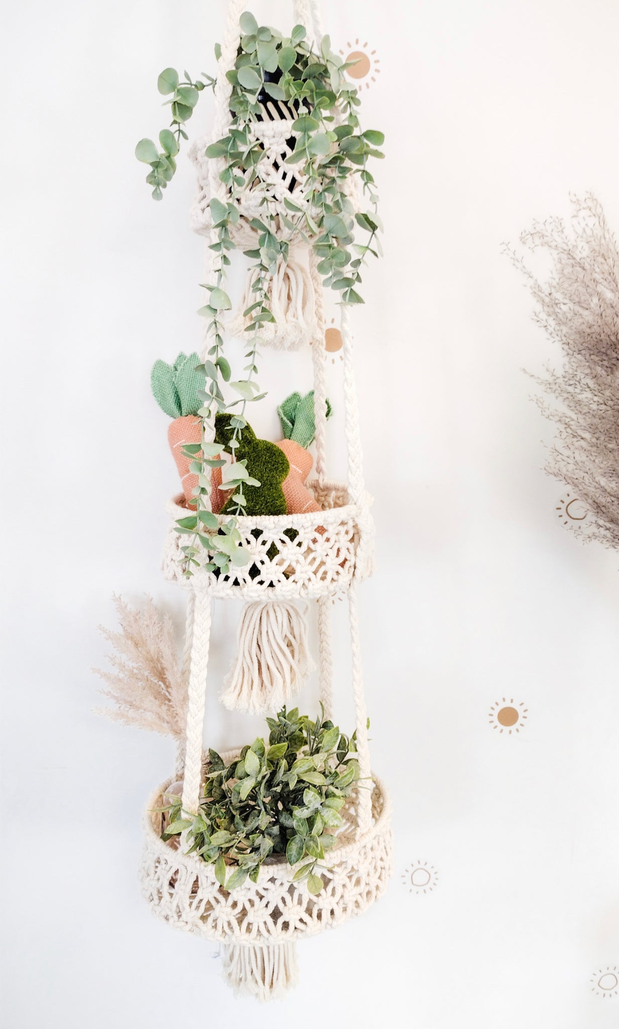 Three Tier Macrame Hanging Baskets