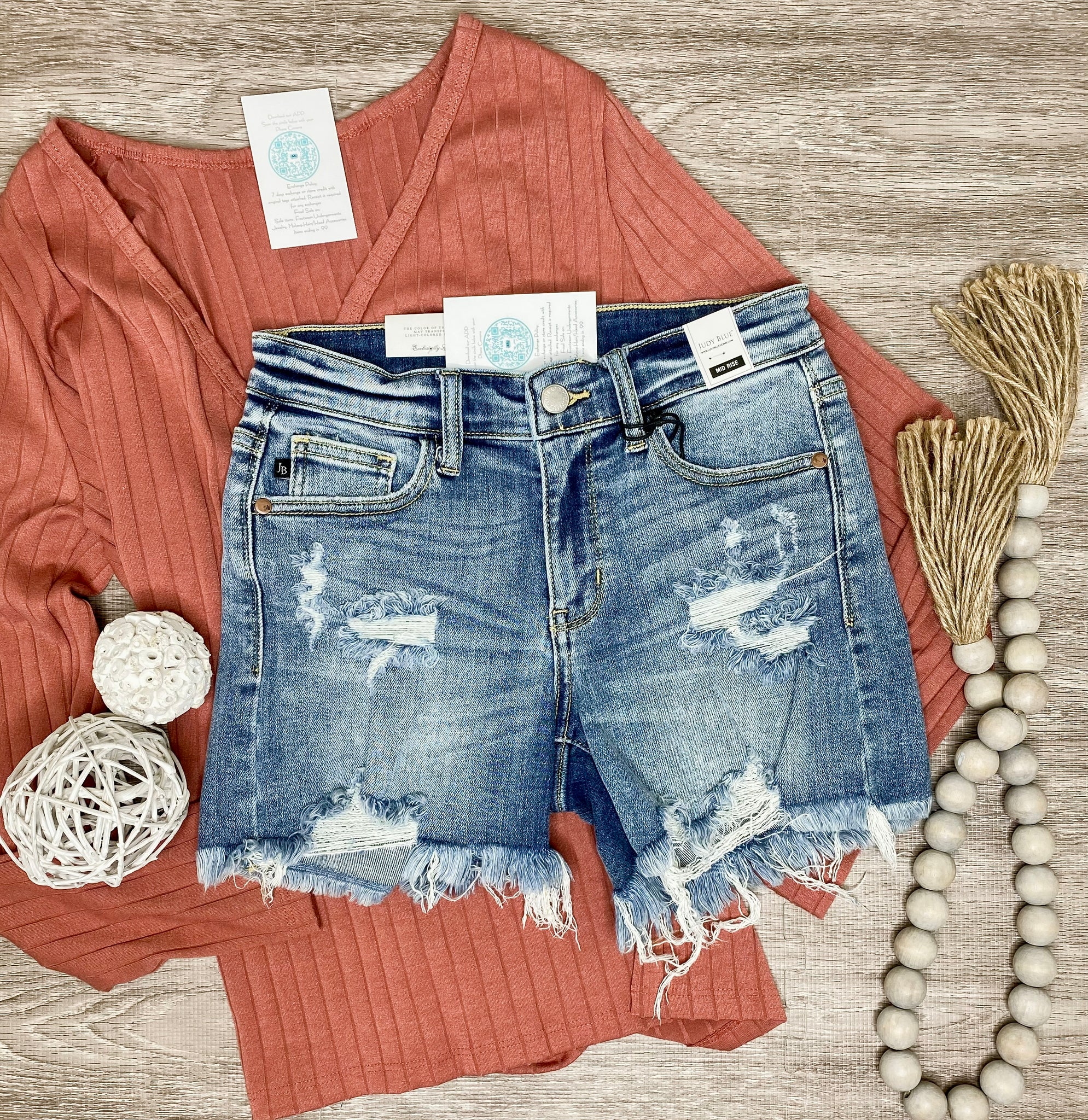 Judy Blue MR Destroyed Fray Hem Shorts