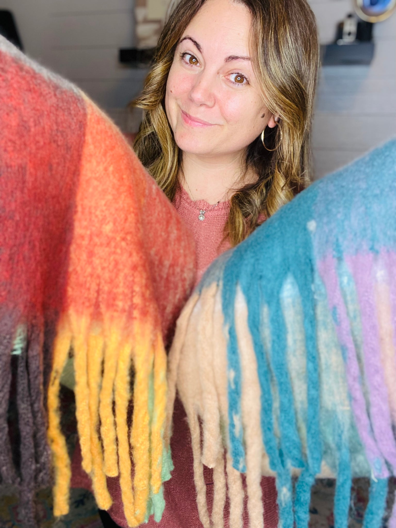 Fuzzy Multi Plaid Scarf