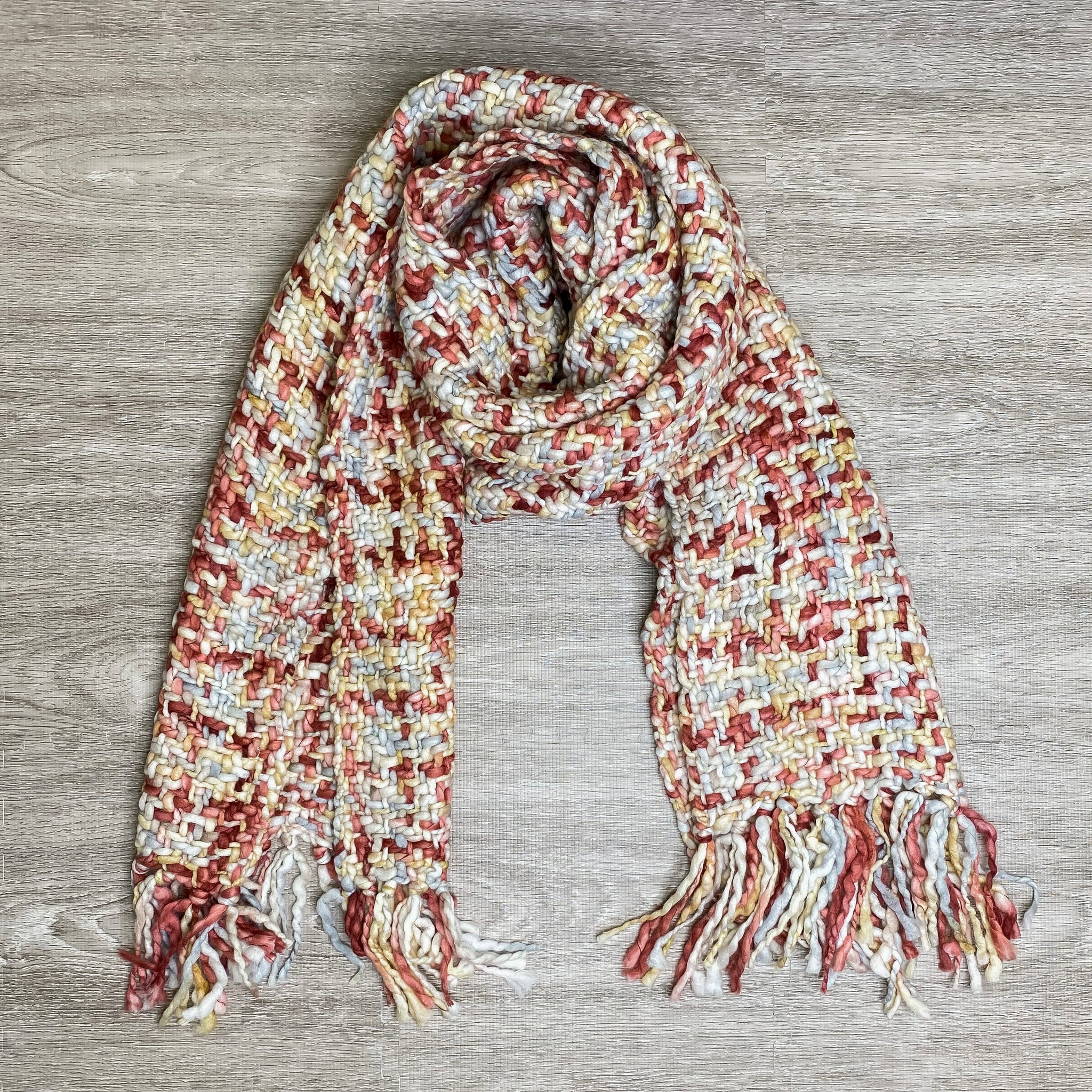Pink/Gray/Cream Woven Loom Scarf