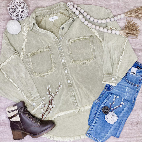POL Suttle Star Shacket Olive