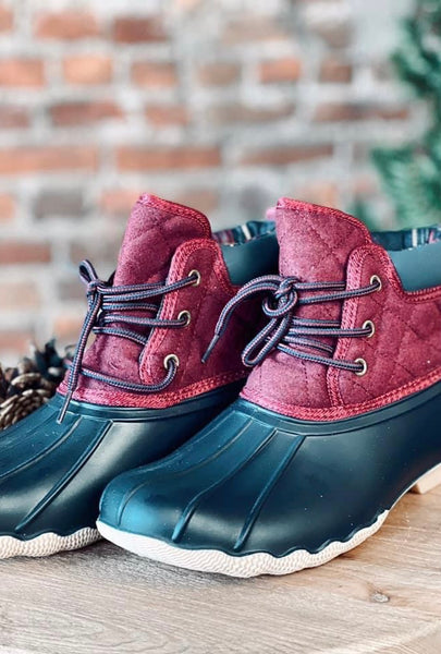 Navy & Maroon Duck Boot