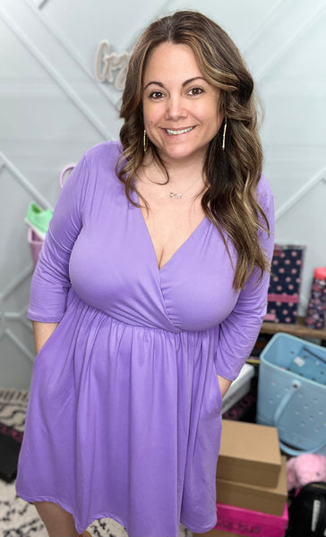 Basic V-Neck Pocket Dress
