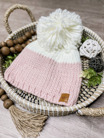 Colorblock Pom Beanie