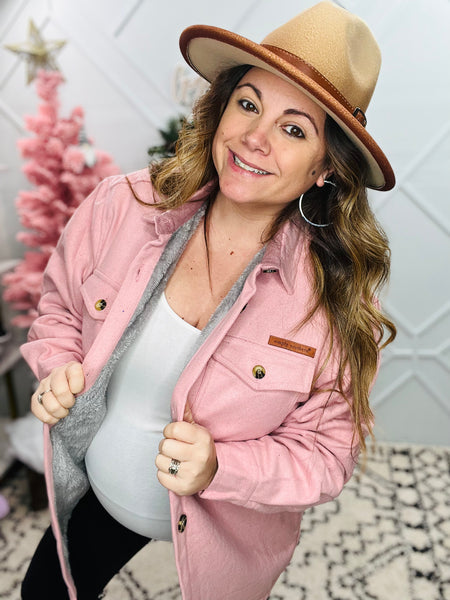 Sherpa Shacket Solid Pink
