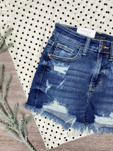 Judy Blue HW Destroyed Fray Hem Shorts
