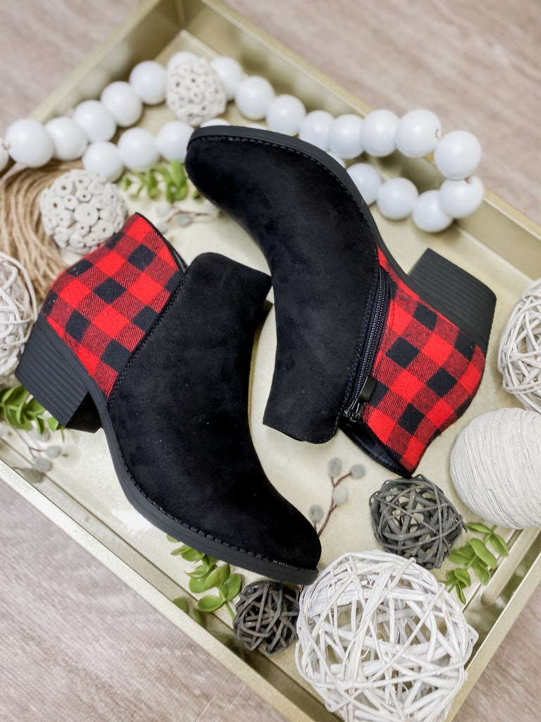 Red and hotsell black plaid booties