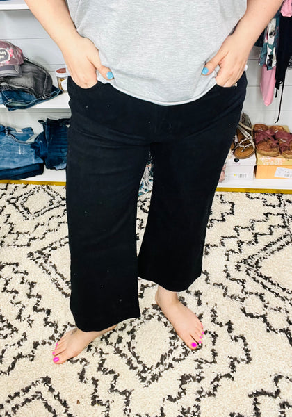 Black Cropped Flares