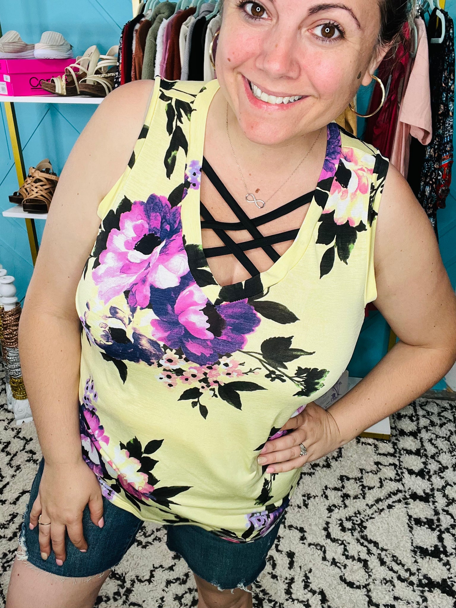Floral Cross Tank