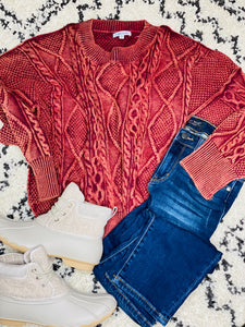 Burnout Burgundy Sweater