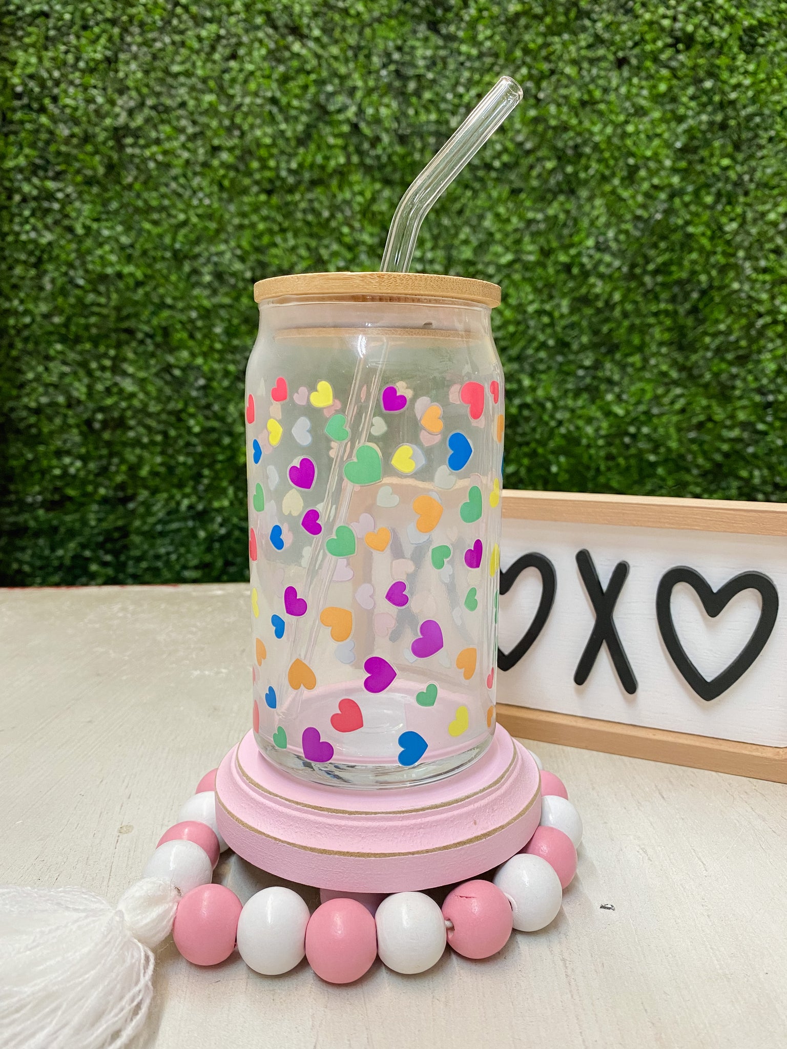 Hearts Color Changing Glass Tumbler