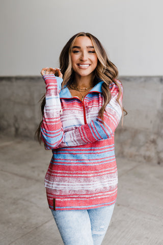 Ampersand Ave Half Zip Patriotic