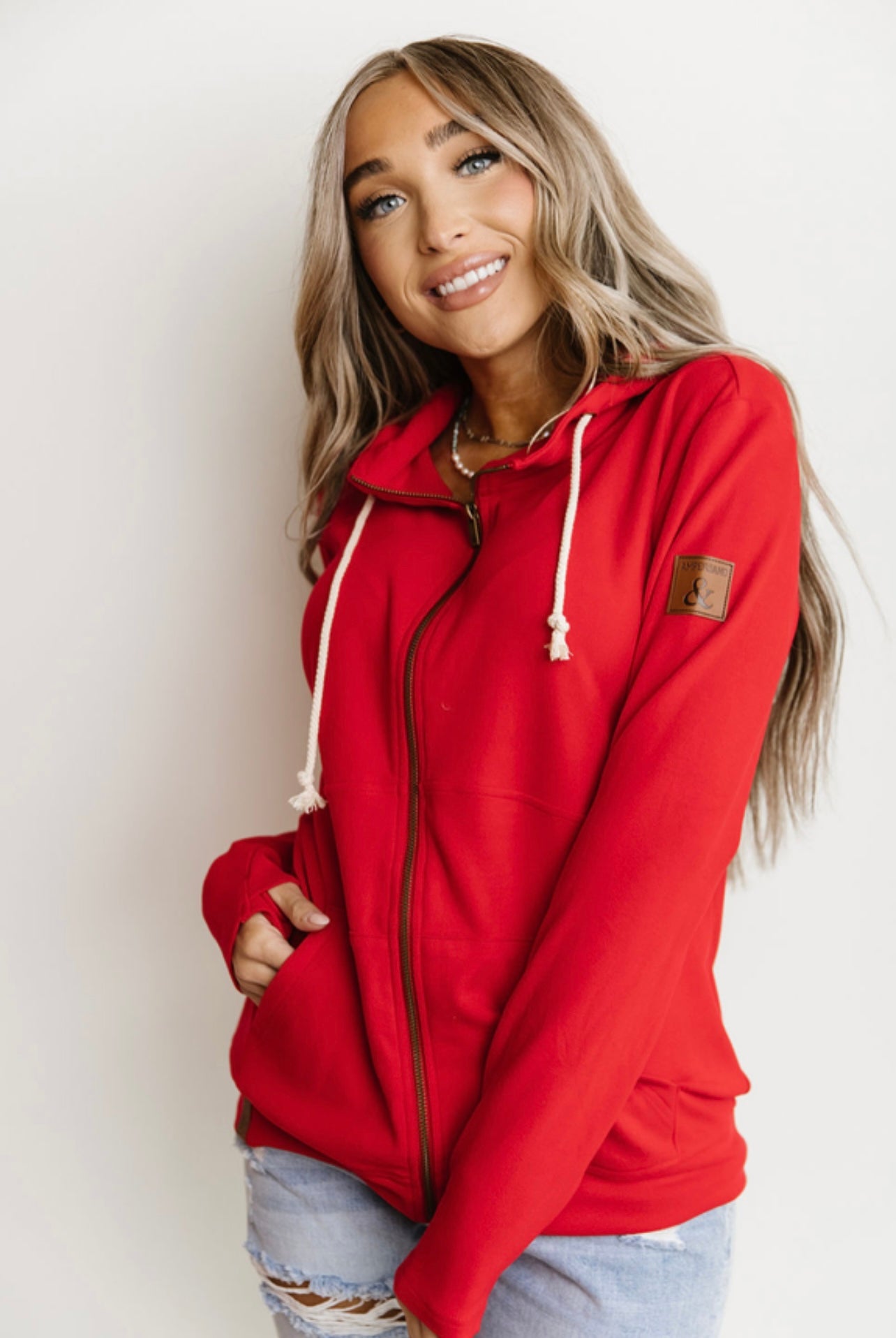 Ampersand Ave Performance Fleece Full Zip Scarlet Red