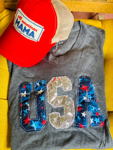 USA Hand sewn v neck
