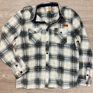 Men Flannel Plaid White