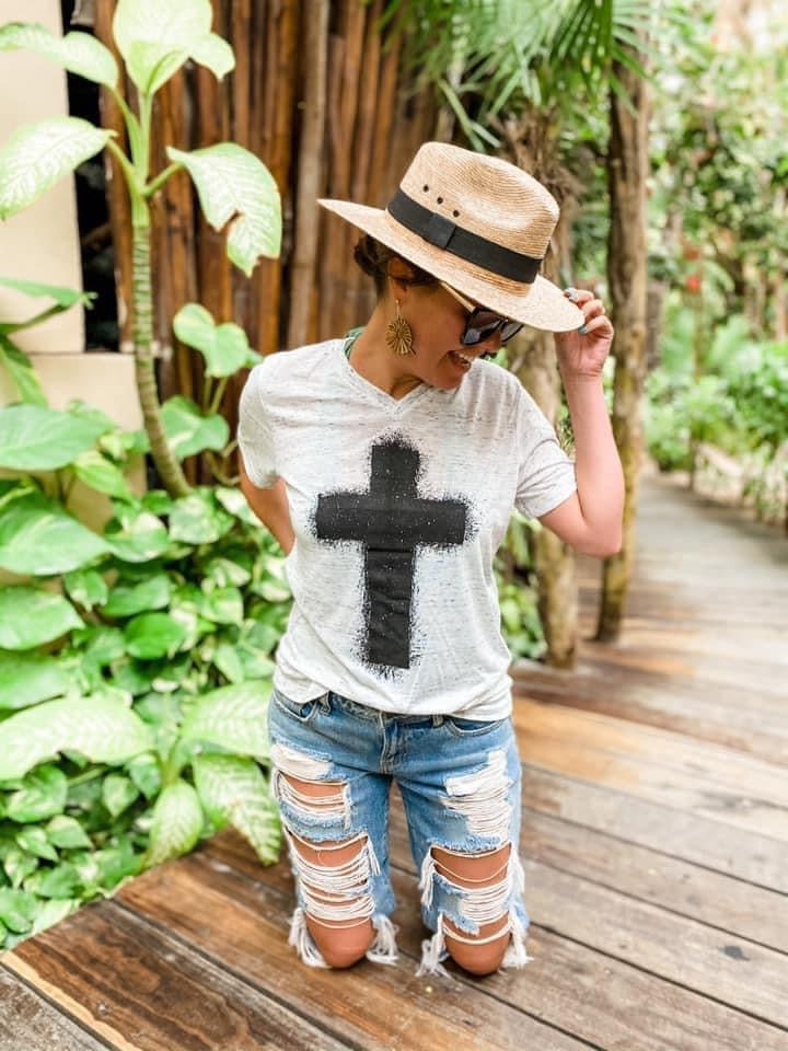 Splatter Cross V-Neck