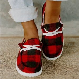 Holly Boat Shoe Red Plaid